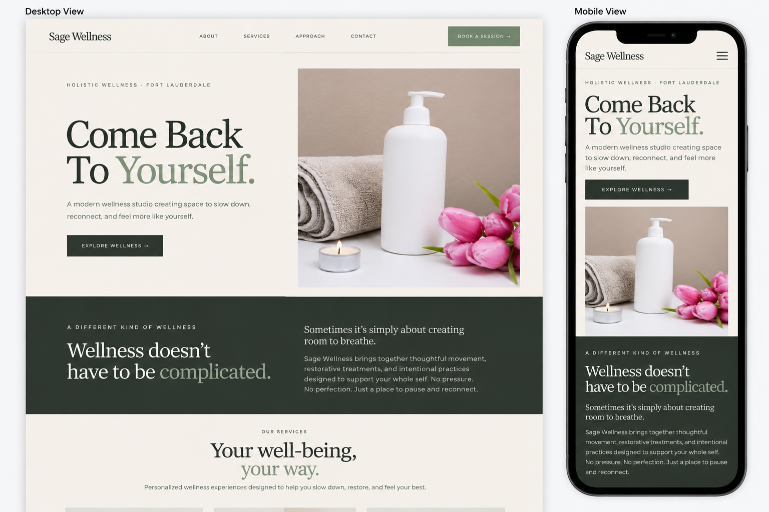 Sage Wellness desktop and mobile website design